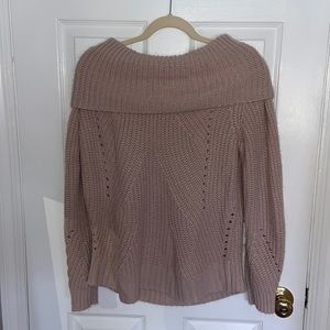 Light pink sweater, off the shoulder